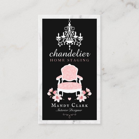 Antiek Luchters en Victoriaans Stoel Marmer Visitekaartje (Voorkant)