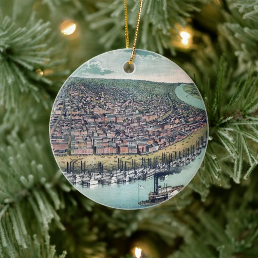 Antiek luchtkaart van Saint Louis, Missouri, 1859 Keramisch Ornament (Boom)