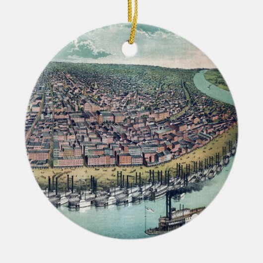 Antiek luchtkaart van Saint Louis, Missouri, 1859 Keramisch Ornament (Voorkant)