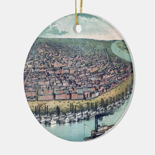 Antiek luchtkaart van Saint Louis, Missouri, 1859 Keramisch Ornament (Links)