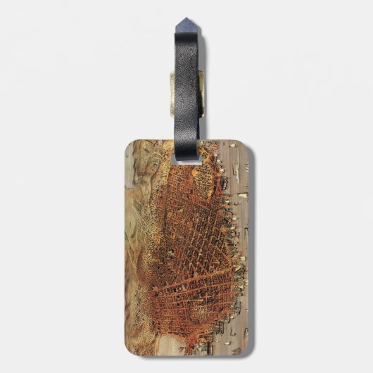 Antiek luchtkaart van San Francisco, Californië Bagagelabel (Achterkant verticaal)