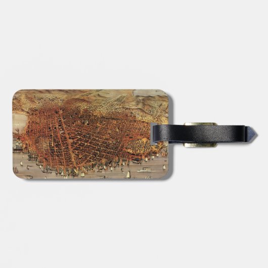 Antiek luchtkaart van San Francisco, Californië Bagagelabel (Achterkant horizontaal)