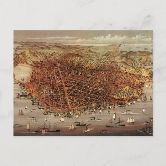 Antiek luchtkaart van San Francisco, Californië Briefkaart (Voorkant)