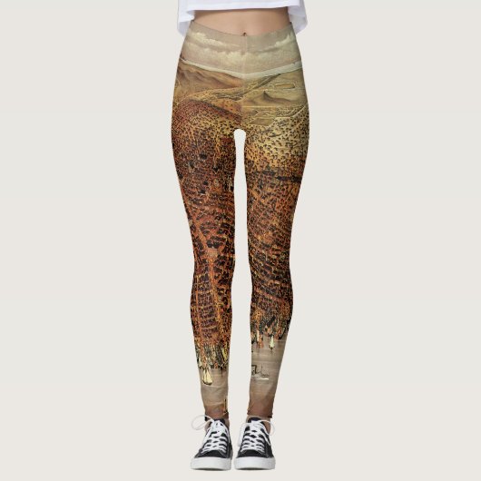 Antiek luchtkaart van San Francisco, Californië Leggings (Voorkant)