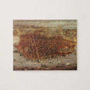 Antiek luchtkaart van San Francisco, Californië Legpuzzel