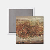 Antiek luchtkaart van San Francisco, Californië Magneet (Voorkant / Achterkant)