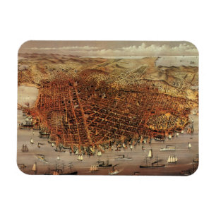 Antiek luchtkaart van San Francisco, Californië Magneet