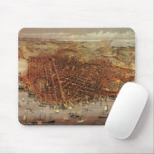 Antiek luchtkaart van San Francisco, Californië Muismat (Met muis)