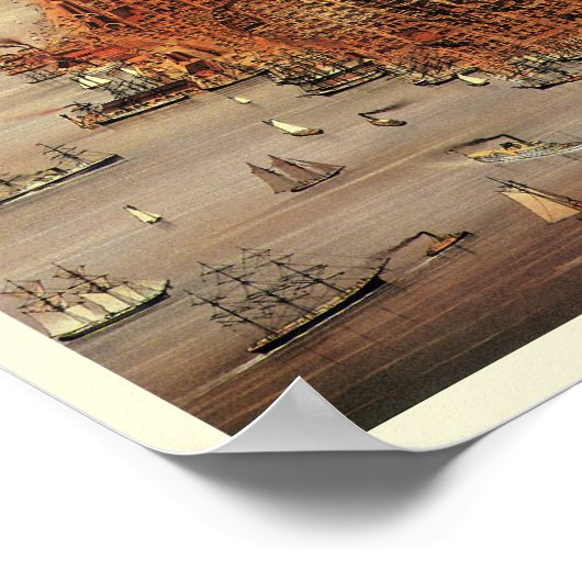 Antiek luchtkaart van San Francisco, Californië Poster (Hoek)