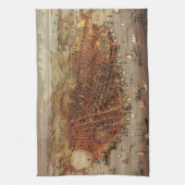 Antiek luchtkaart van San Francisco, Californië Theedoek (Verticaal)