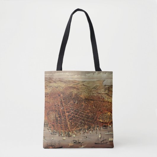Antiek luchtkaart van San Francisco, Californië Tote Bag (Voorkant)