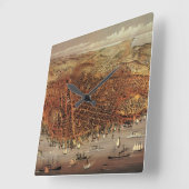 Antiek luchtkaart van San Francisco, Californië Vierkante Klok (Hoek)