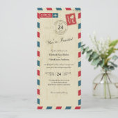 Antiek luchtpost bruiloft kaart (Staand voorkant)