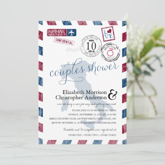 Antiek luchtpost Italië | Douche voor koppels Kaart (Staand voorkant)