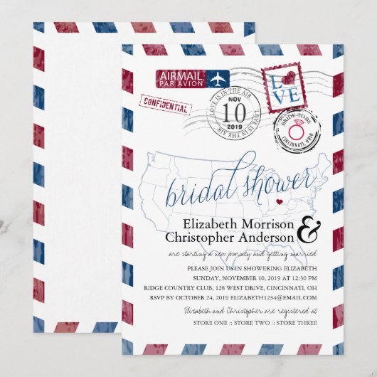 Antiek luchtpost Ohio | Vrijgezellenfeest Kaart (Voorkant / Achterkant)