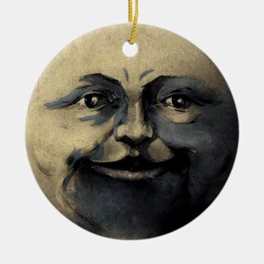 Antiek Magical Moon Face Keramisch Ornament (Voorkant)