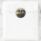 Antiek Magical Moon Face Ronde Sticker (Tas)
