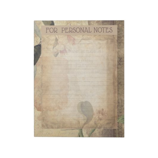  antiek magnolibloem abstracte ephemera notitieblok (Linkerzijde)