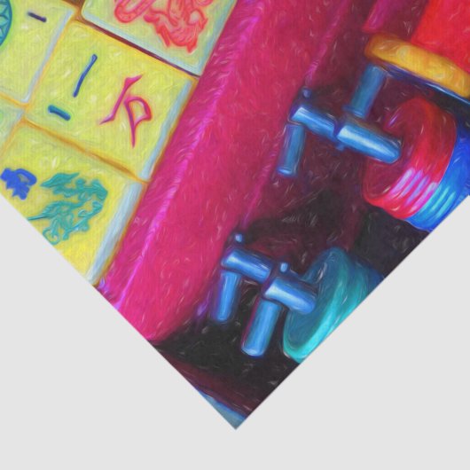 Antiek Mah Jongg Stampapier Tissuepapier (Detail)