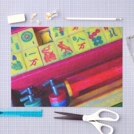 Antiek Mah Jongg Stampapier Tissuepapier (Craft)