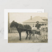 Antiek Mail Buggy Postman leveren Mail Foto Briefkaart (Voorkant / Achterkant)