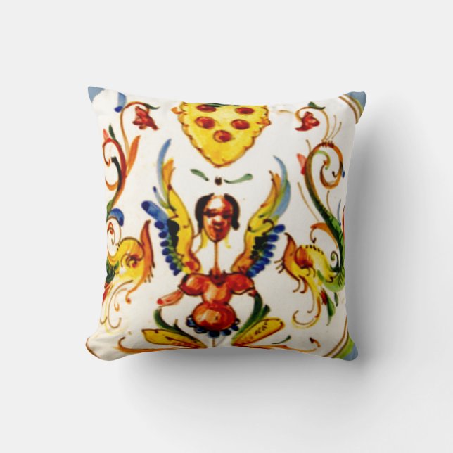  Antiek Majolica Pottery Art Kussen (Voorkant)