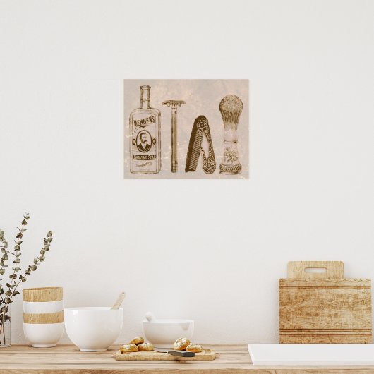 Antiek mannen-shaving kit poster (Keuken)