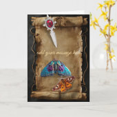 Antiek manuscript gotisch kaart (Gele Bloem)