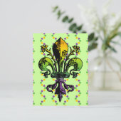 Antiek Mardi Gras Fleur Briefkaart