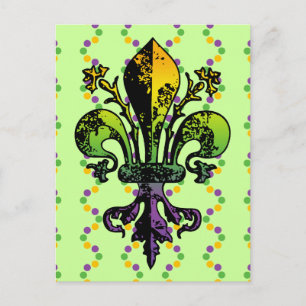 Antiek Mardi Gras Fleur Briefkaart