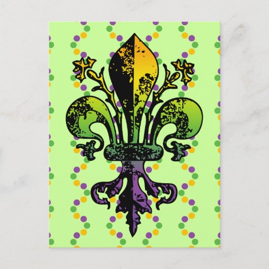 Antiek Mardi Gras Fleur Briefkaart