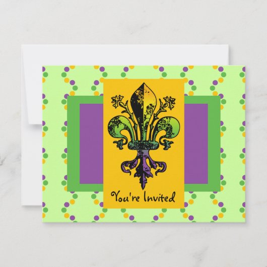 Antiek Mardi Gras Fleur Kaart (Voorkant)