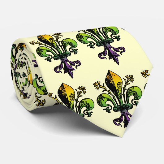 Antiek Mardi Gras Fleur Stropdas (Opgerold)