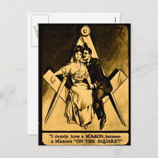 Antiek Masonic Freemason Square Love Valentijn Feestdagenkaart (Voorkant / Achterkant)