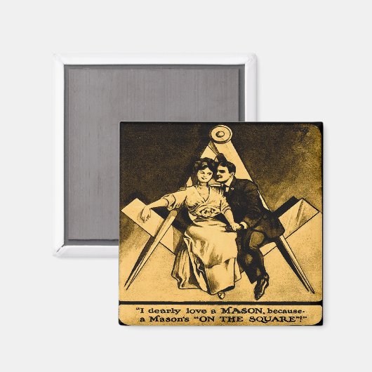 Antiek Masonic Freemason Square Love Valentijn Magneet (Voorkant / Achterkant)