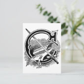 Antiek Masonic Symbol Calligraphy Letter C Briefkaart (Staand voorkant)