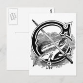 Antiek Masonic Symbol Calligraphy Letter C Briefkaart (Voorkant / Achterkant)