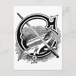 Antiek Masonic Symbol Calligraphy Letter C Briefkaart
