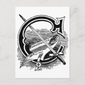 Antiek Masonic Symbol Calligraphy Letter C Briefkaart (Voorkant)