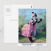 Antiek Masquerade Girl Briefkaart (Voorkant / Achterkant)