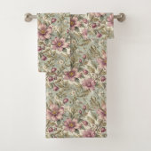 Antiek Mauve Rozen op Mint Bad Handdoek (Insitu)