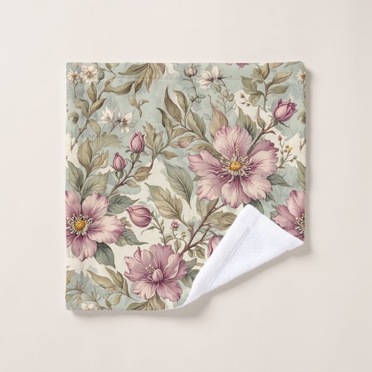 Antiek Mauve Rozen op Mint Bad Handdoek (Wasdoekje)