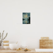 Antiek meerlandschap wandkunst met sfeer poster (Keuken)