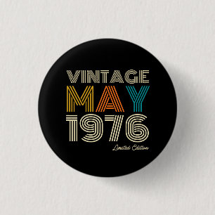Antiek MEI 1976 Aangepast Jaar Ronde Button 3,2 Cm
