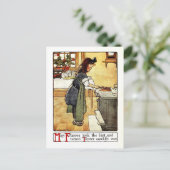  Antiek meisje in de keuken Briefkaart (Staand voorkant)