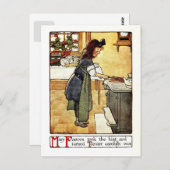  Antiek meisje in de keuken Briefkaart (Voorkant / Achterkant)