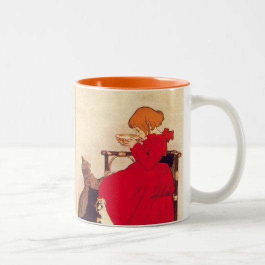 Antiek melk katten Theopolide Steinlen Tweekleurige Koffiemok (Rechts)