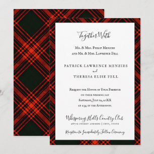 Antiek Menzies Rode Clan Tartan Schots Plaid Kaart