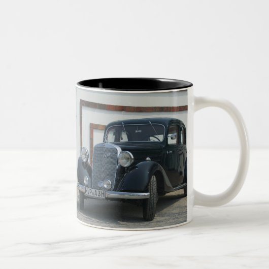 antiek mercedes 3 tweekleurige koffiemok (Rechts)