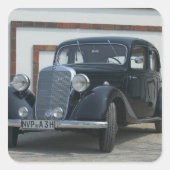 antiek mercedes 3 vierkante sticker (Voorkant)